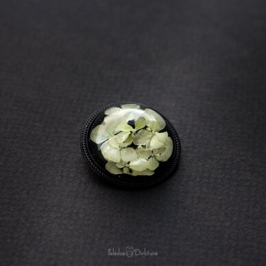 Juodai-Balta sagė su tikromis gėlėmis "Hortenzijos" (37mm) 6