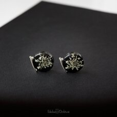 Apvalūs sidabriniai auskarai "Black Queen" (22mm)