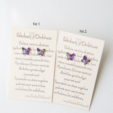 Sidabriniai auskarai "Drugeliai" (Violetiniai, mažesni, ~8mm)