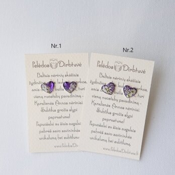 Sidabriniai auskarai-širdelės "Violetinės Širdelės"