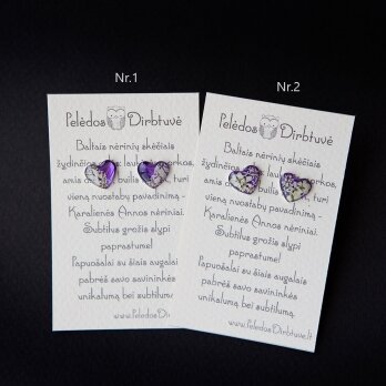 Sidabriniai auskarai-širdelės "Violetinės Širdelės"